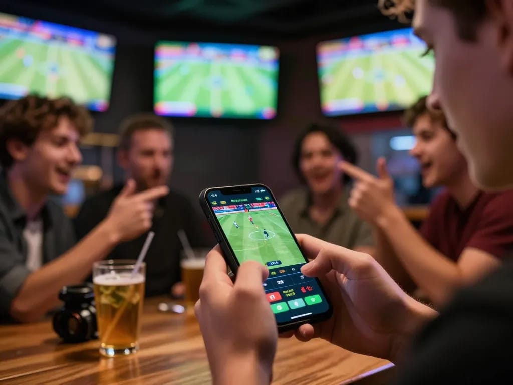 Engaging with the live betting app on 7m cn during a thrilling sports match.
