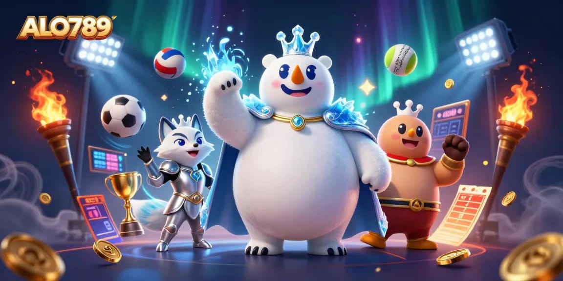 Experience ALO789's dynamic sports betting action with vibrant 3D illustration.