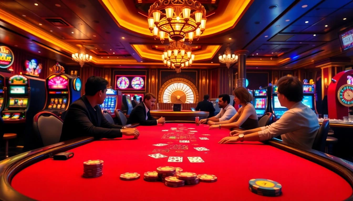 Dynamic poker game action at DN 88 casino table with vibrant chips and exciting ambiance.