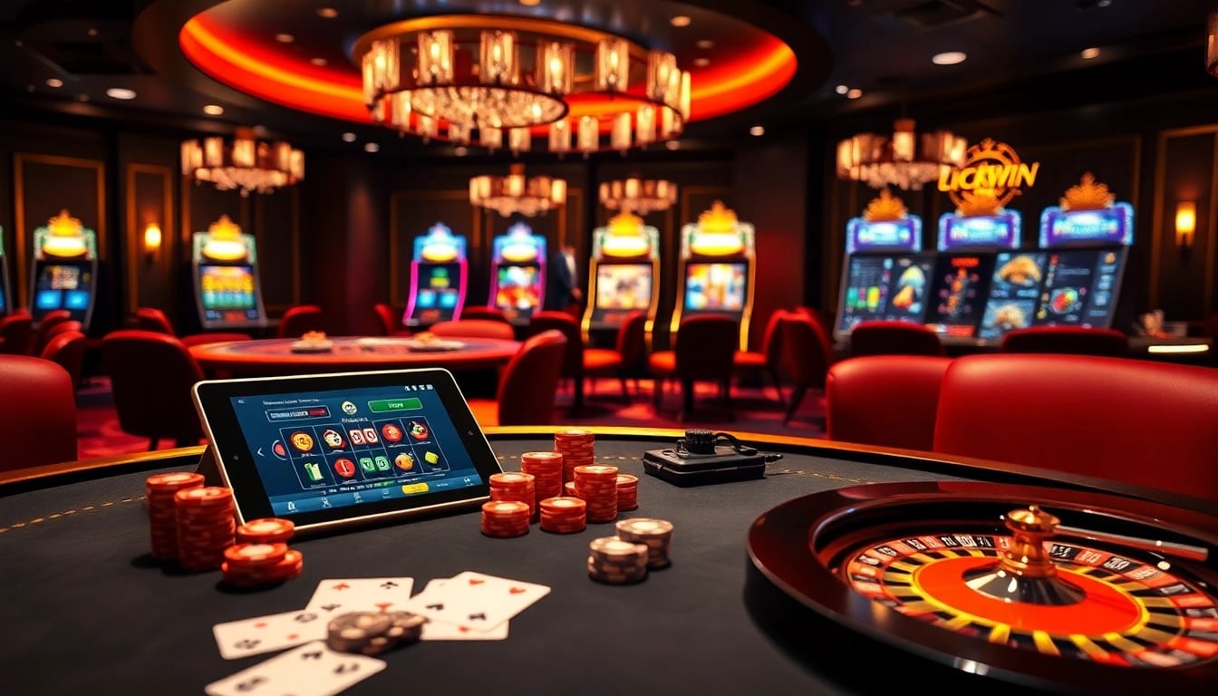 Experience LUCKYWIN through a lavish casino scene with vibrant games and dynamic action.