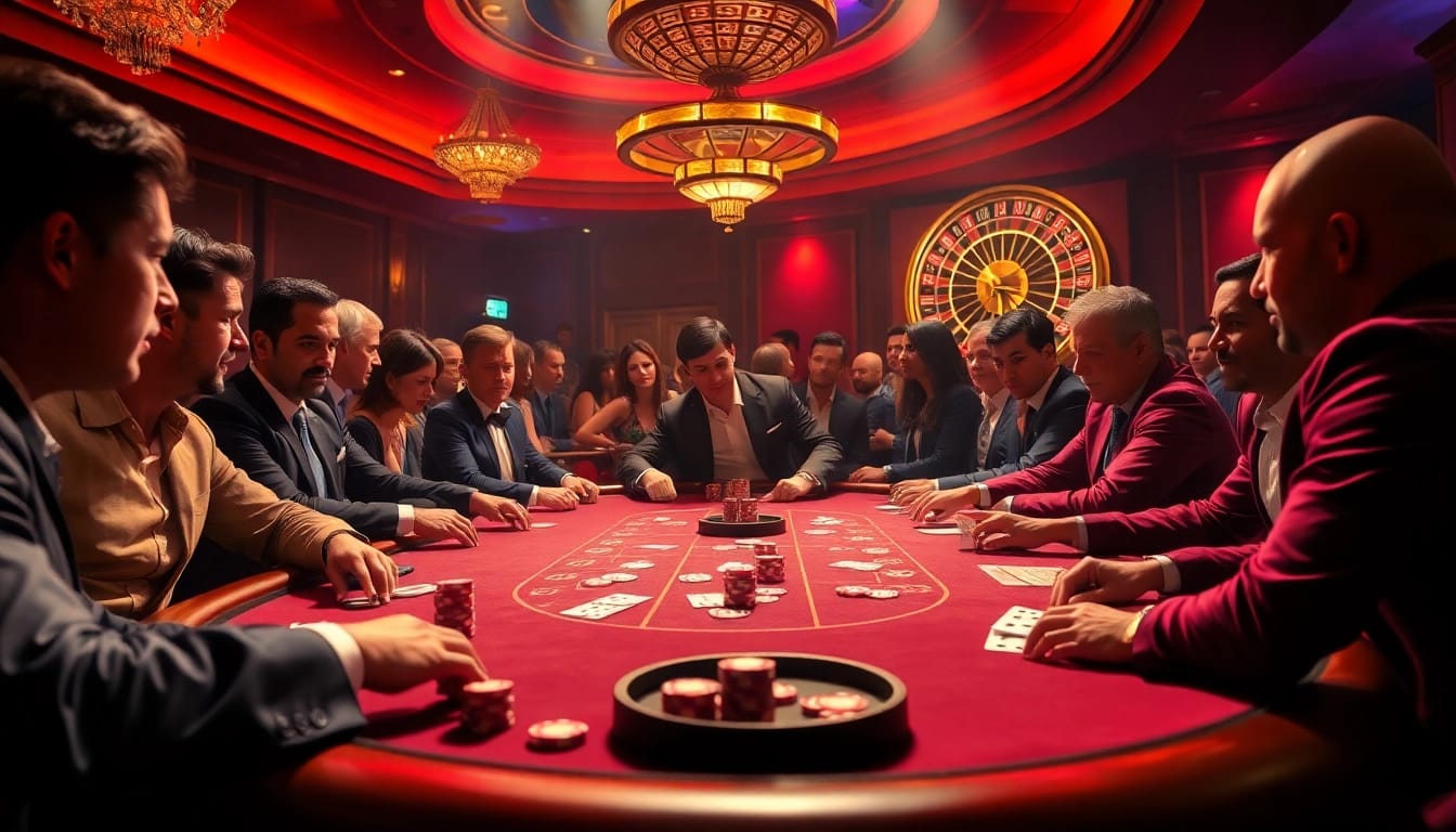Poker players strategizing at a WW88 com table in an elegant casino setting.