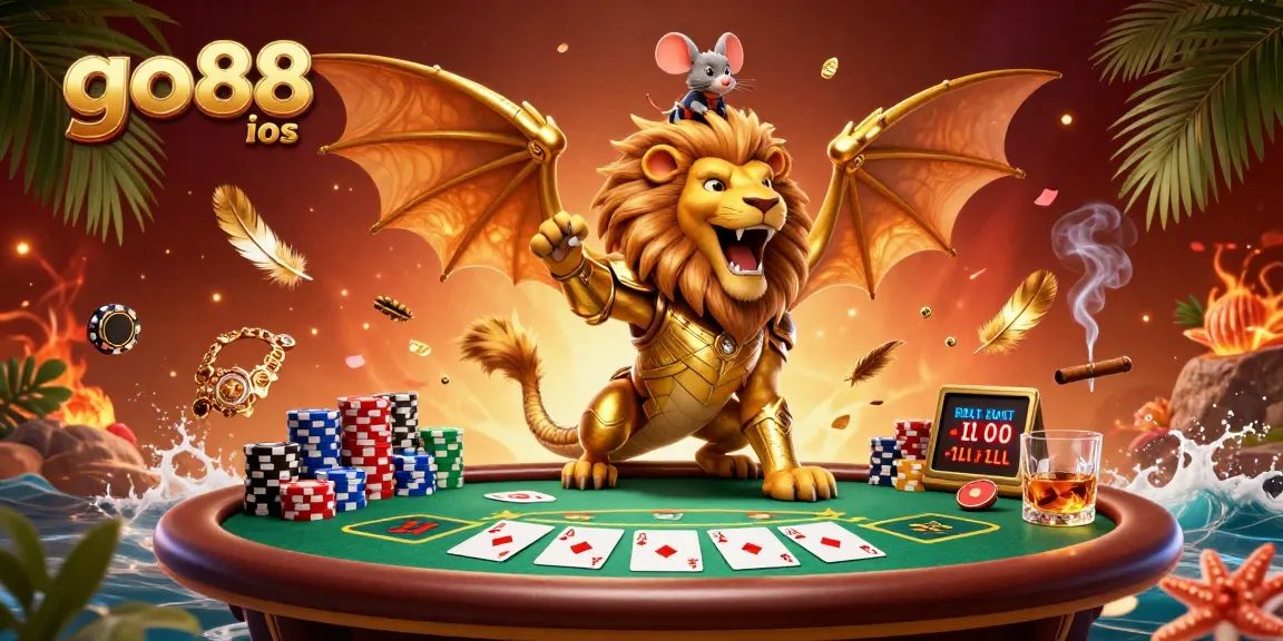 Engage with the exciting world of go88 ios, where a fantastical chimera and mouse jockey conquer the poker realm.
