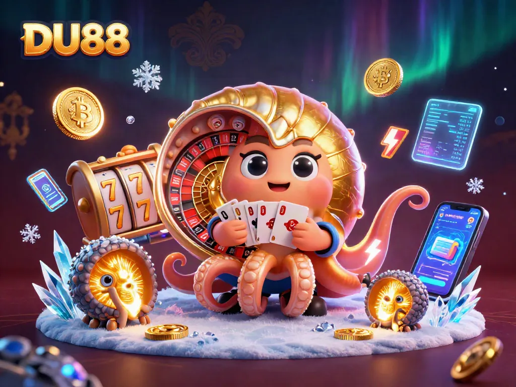 Experience exciting big wins at DU88, featuring 3D characters, slot machines, and neon crypto coins