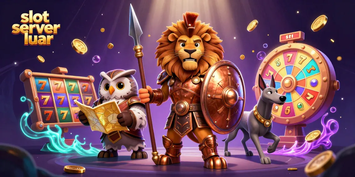 Engage in thrilling slot server luar gameplay amidst a vibrant scene of spinning reels and rewards.