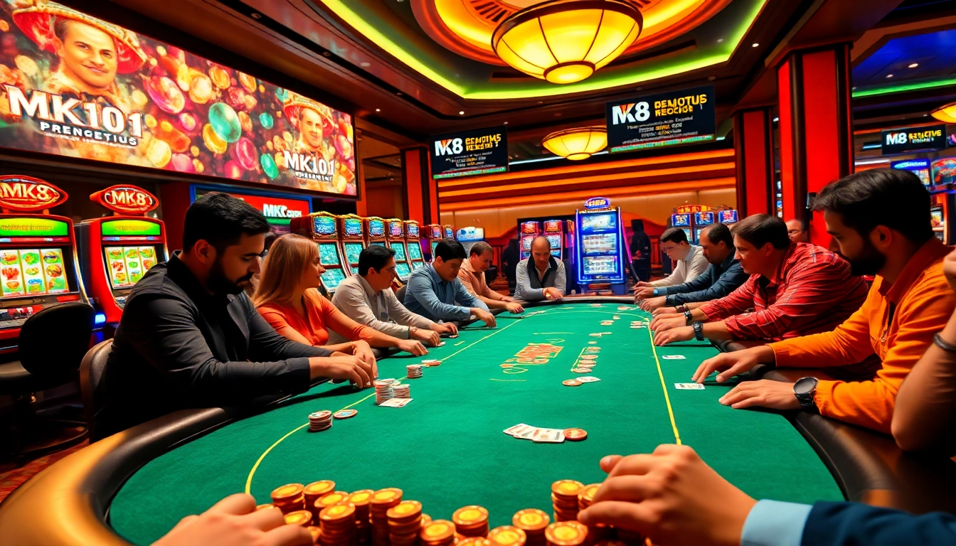 Experience the excitement of MK8 gaming with high-stakes poker at a luxurious casino table.