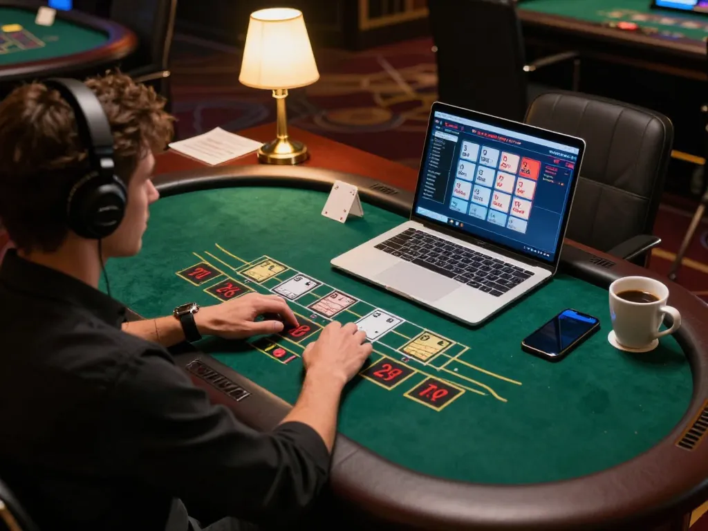 Experience thrilling online gambling at G28 with live baccarat on a laptop, creating a cozy gaming atmosphere