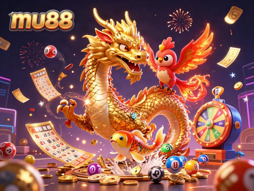 Experience the thrill of mu88 gaming with this vibrant, colorful illustration of casino excitement.