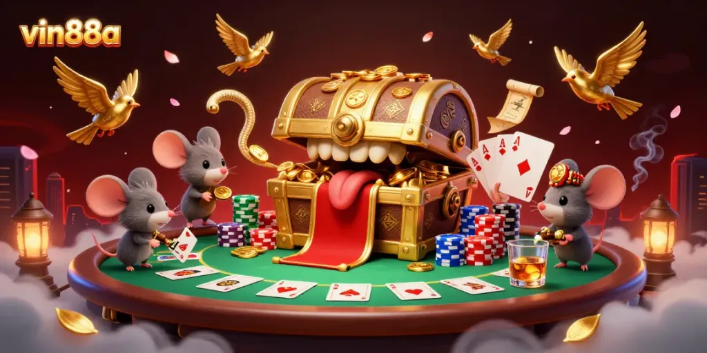 Experience the thrill of winning with vin88a at this vibrant gambling scene full of details.