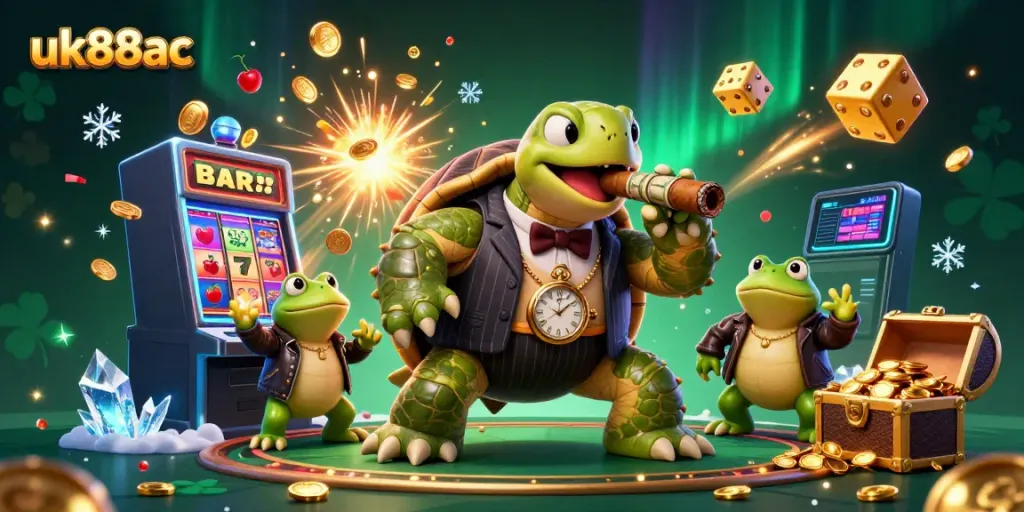 Engage in thrilling gaming at uk88ac with unique characters in a vibrant casino scene.