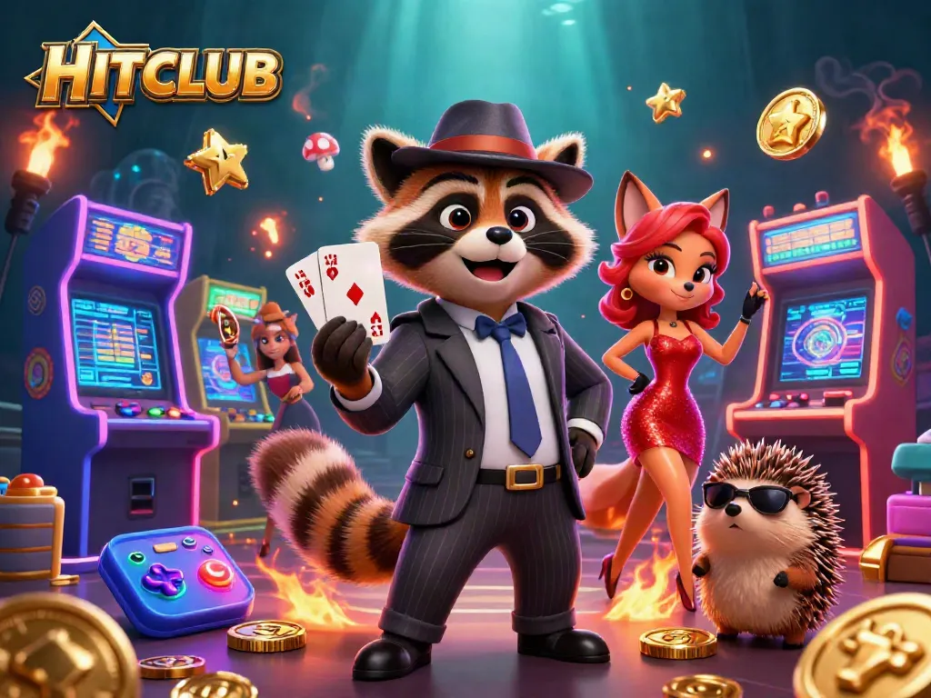 Engage in thrilling gameplay at HITCLUB with vibrant characters amidst an exciting casino atmosphere