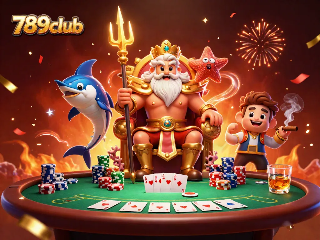 Experience winning poker strategies at 789club with vibrant, captivating illustrations of casino action.