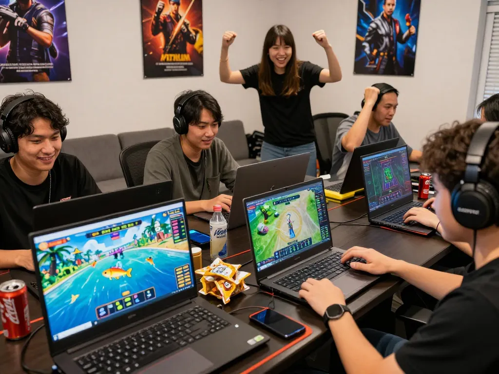 Tải hitclub in an exciting online gaming scene with players enjoying various games