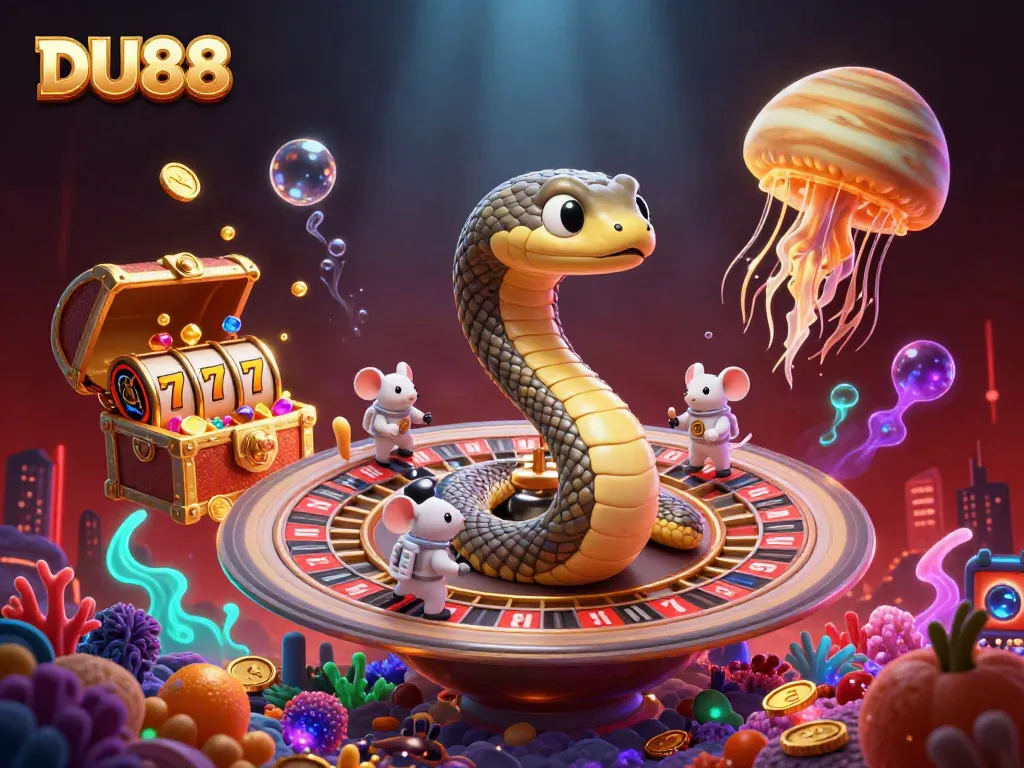 Engage with DU88's thrilling atmosphere as astronaut mice bet on a roulette wheel made of Saturn's rings.
