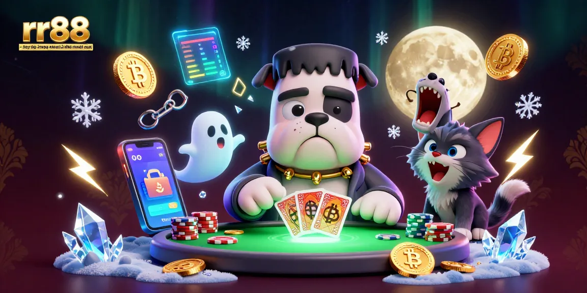 Engage with rr88 - truy cập trang chủ nhà cái rr88 mới nhất at a lively casino table with unique characters and cryptocurrency symbols.