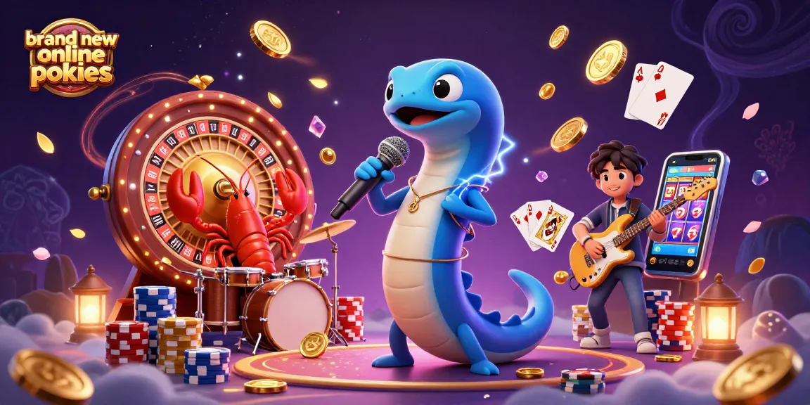Experience brand new online pokies with electric eel performing on stage, surrounded by exciting casino elements.