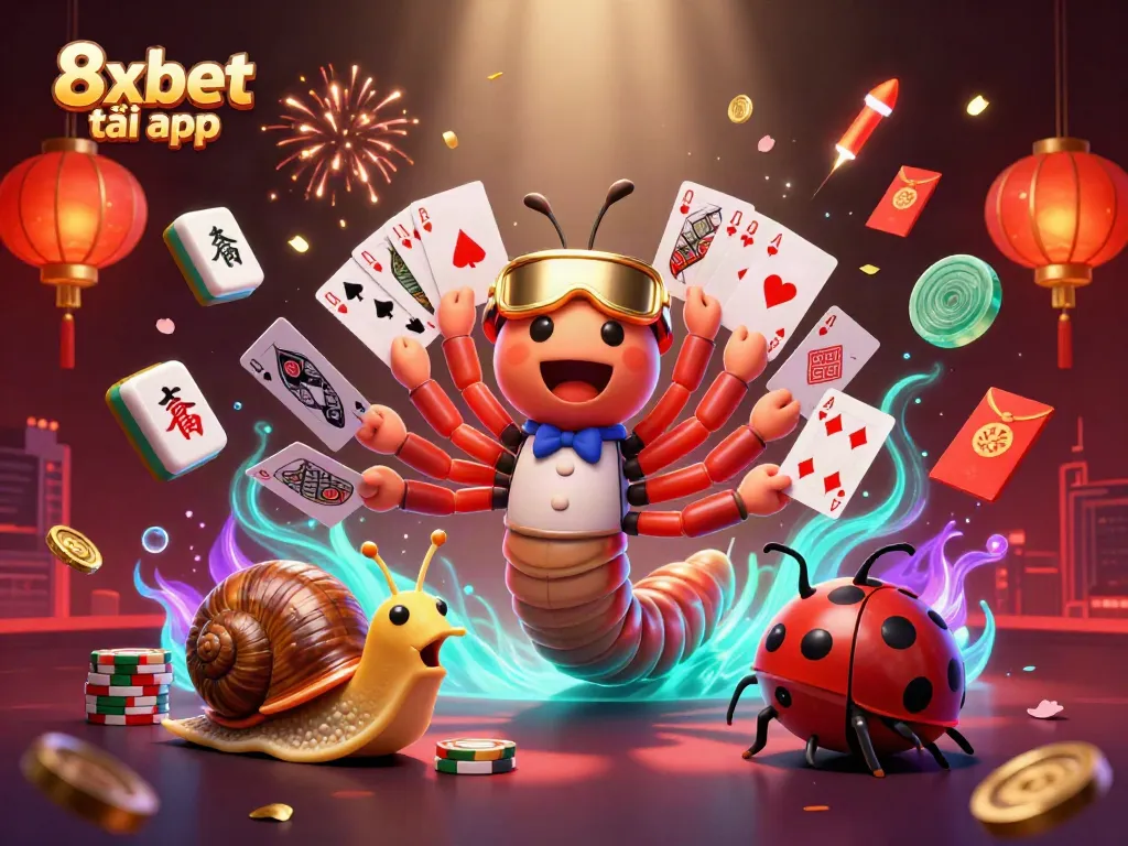 Experience the excitement of gaming with the vibrant 8xbet tải app, showcasing dynamic casino elements and characters.