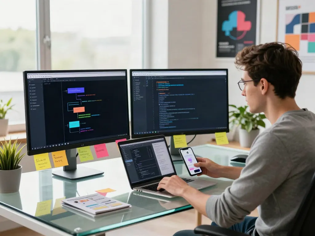 View website designs being created in a modern tech workspace
