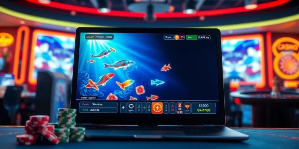 Bắn cá đổi thưởng game interface with vibrant fish graphics stimulating excitement in online gambling.