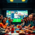 Experience the thrilling atmosphere of sports betting at https://thabetiger.com/ with friends cheering for their favorite teams.