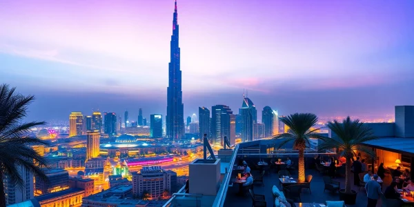 Explore the magnificent skyline during travel to Dubai, featuring Burj Khalifa at twilight.