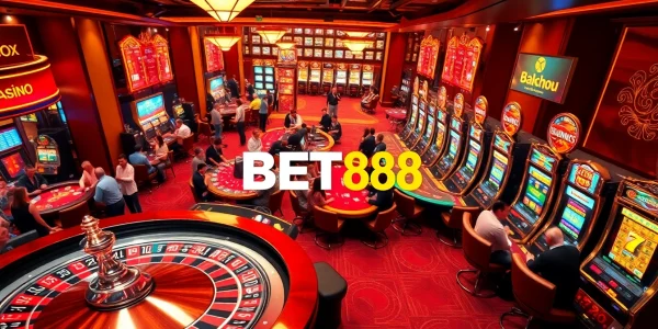 Players enjoying vibrant casino games at BET88 with roulette and slot machines.