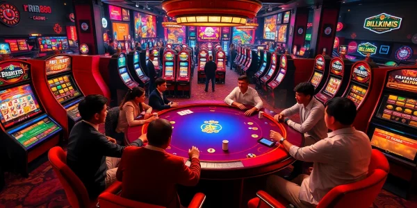 Players enjoying a thrilling betting experience at https://rr888.video/, with casino tables and poker chips.