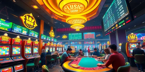 Exciting casino experience at https://ii69vn.com/ showcasing vibrant slot machines and sports betting thrills.