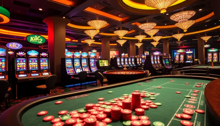 Exciting KJC AC 2 casino gaming scene with vibrant tables and slot machines