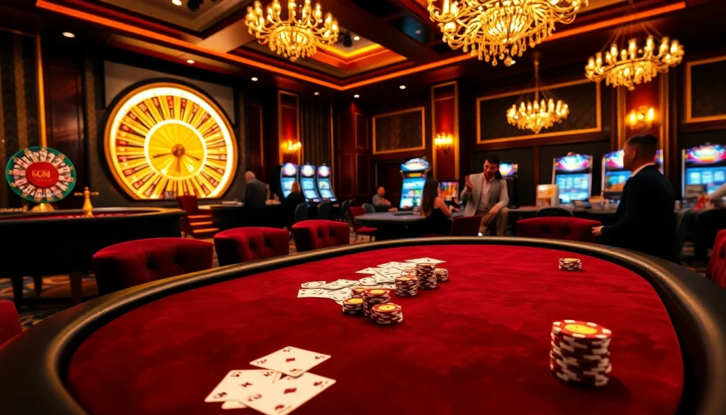 Experience the excitement of GG88 at a luxurious poker game with plush tables and vibrant casino ambiance.