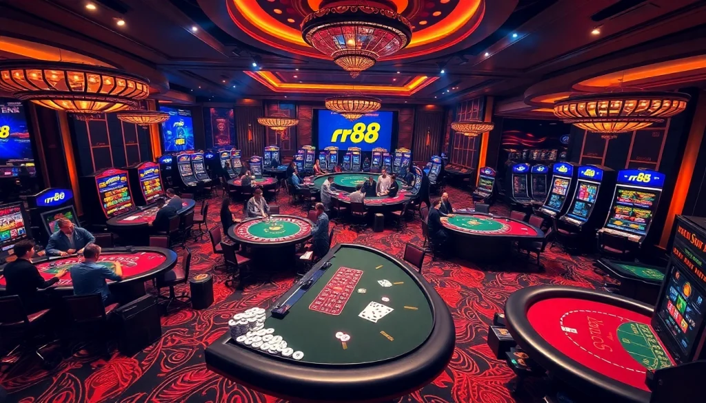 rr88 players enjoying a thrilling game of roulette in a vibrant casino environment.