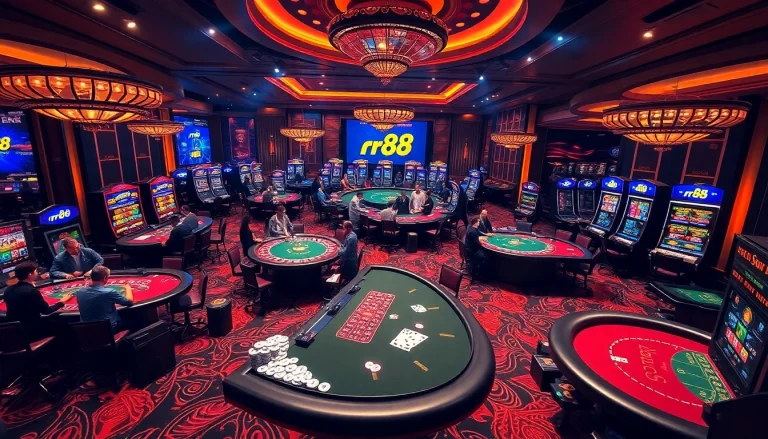 rr88 players enjoying a thrilling game of roulette in a vibrant casino environment.