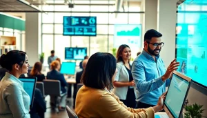 Tiger ERP dashboard screenshot displayed in a modern office setup, showcasing digital analytics.