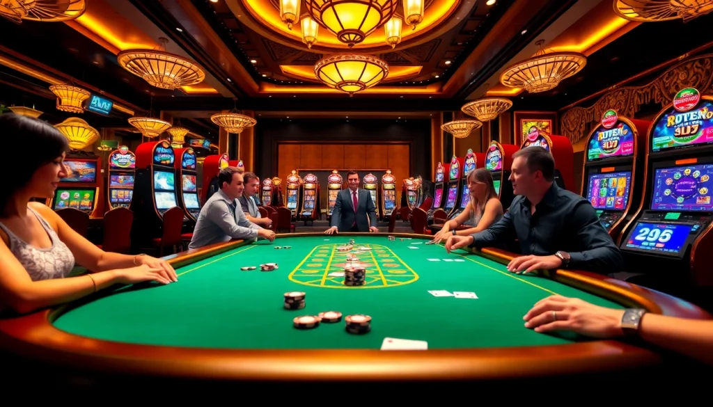 Experience the thrill of winning at Lu88 with lively casino tables and vibrant slot machines.