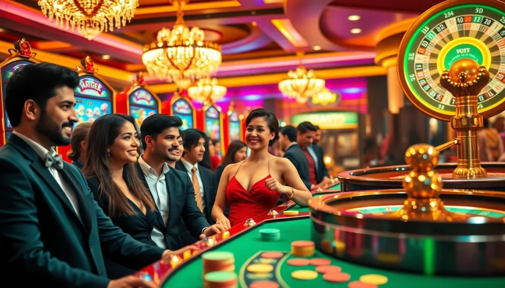 Experience excitement at Slot Online Terpercaya with vibrant slot machines and engaged players.