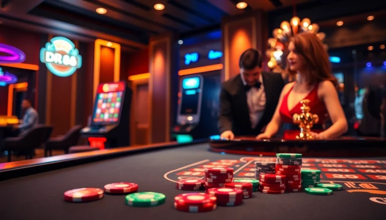 Experience thrilling gameplay at DR88 with vibrant casino tables and exciting slot machines.