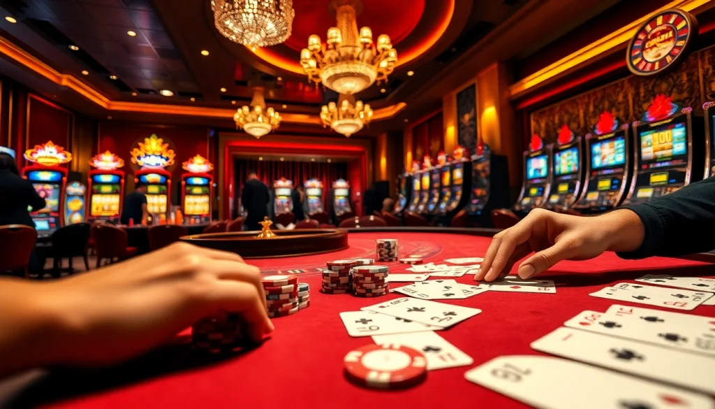 Experience the excitement of gambling with a vibrant casino scene featuring https://topxx88.com/ poker tables and slot machines.