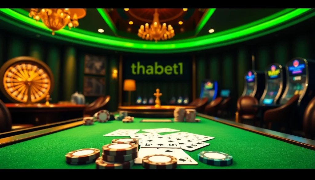 Experience the thrill of online gambling at thabet1.net with vibrant casino visuals and exciting gameplay.