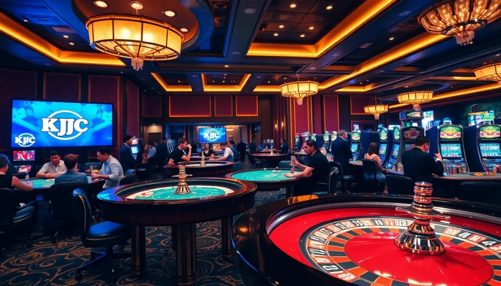 Experience casino thrills at KJC with vibrant tables and engaged players.