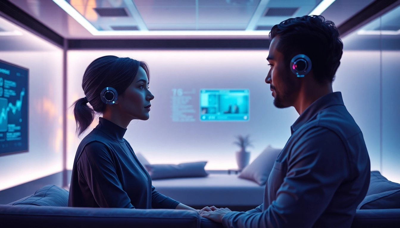 Interactive AI characters in a modern setting explore the future of sex AI technology.