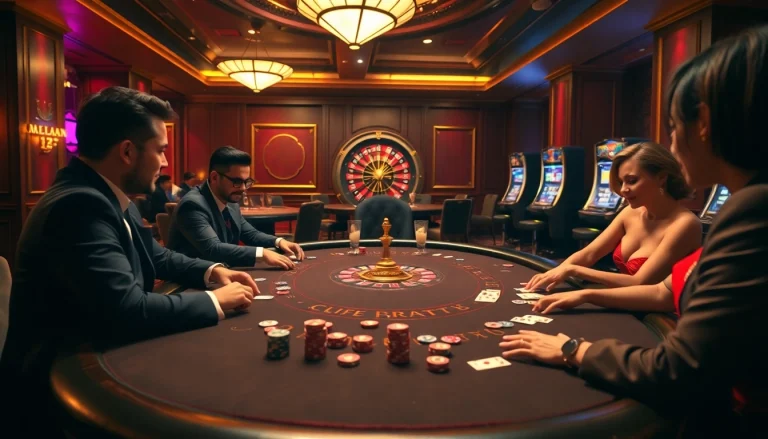 Exciting poker action at MM88's lavish casino table with vibrant chips and cards.