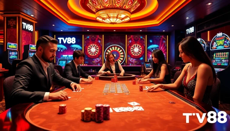 Engage in thrilling gameplay at TV88 casino with vibrant tables and luxurious slots.