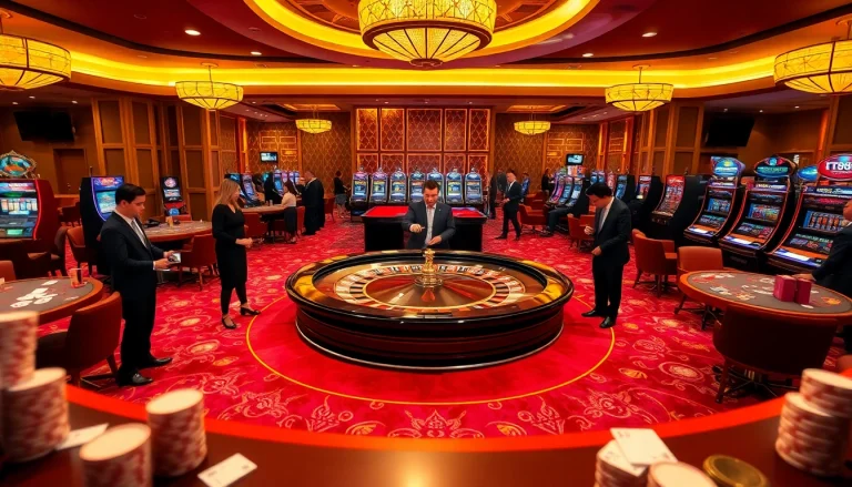 Players enjoying a thrilling roulette game at TT88 casino, with vibrant ambiance and luxurious design.