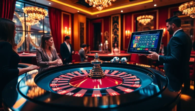 High-stakes casino scene with s8 technology enhancing roulette excitement and player engagement.