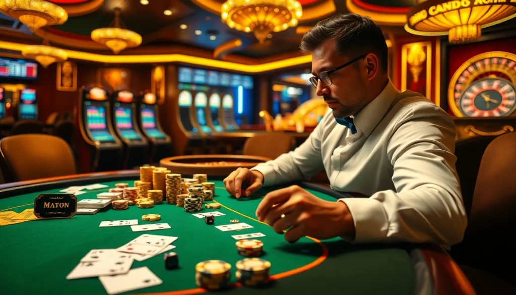 Gambler placing bets at a luxurious table showcasing the excitement of https://king88b.us.com/.