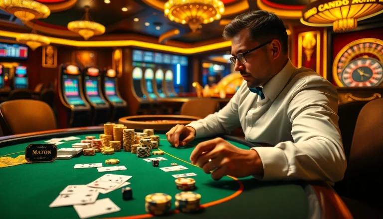 Gambler placing bets at a luxurious table showcasing the excitement of https://king88b.us.com/.