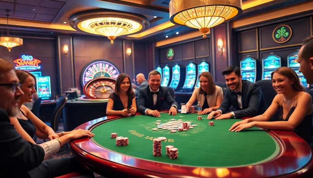 Engage in the thrilling action at https://9bet.com.de/ with players strategizing at a luxurious poker table.