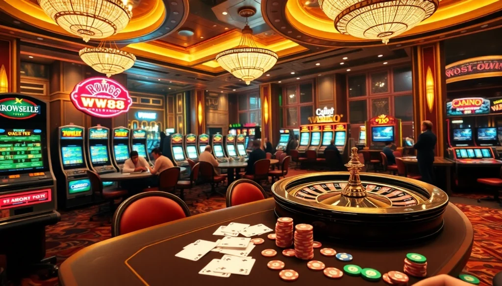 Experience engaging gameplay at WW88 online casino with vibrant tables and slot machines.