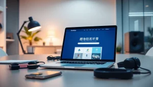 快连官网在现代工作空间中的笔记本电脑上显示，象征信任与创新。