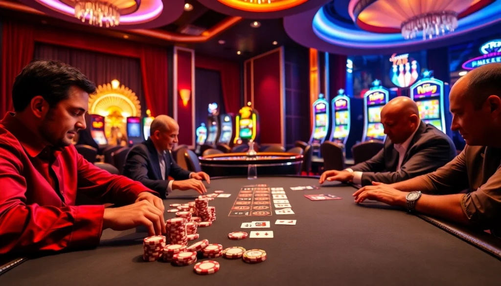 High-stakes poker action at a luxurious casino featuring sunwinn.in.net elements.