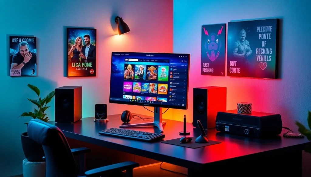 Exciting online gaming setup featuring k88win with vibrant graphics and modern decor.